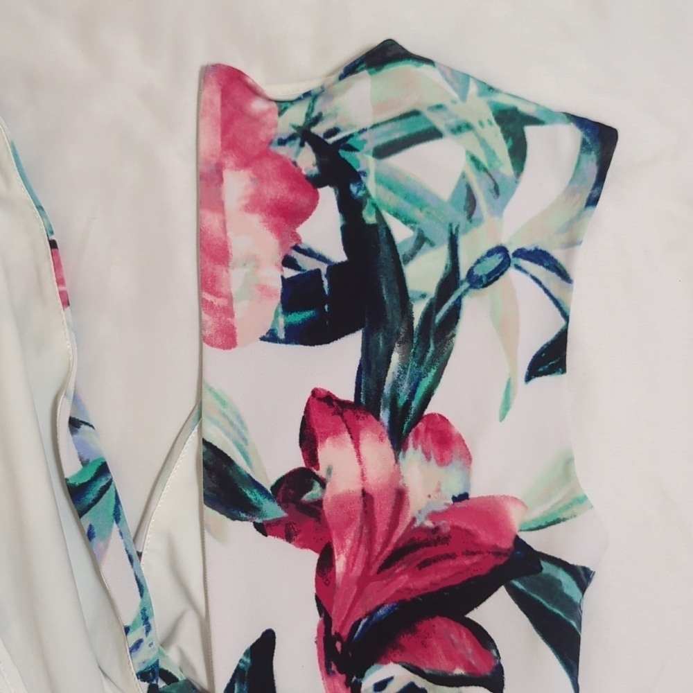 White House Black Market Sleeveless Mini Dress, Color White/Floral Size 0 - Picture 13 of 13